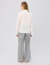 Chemise col montant broderie anglaise