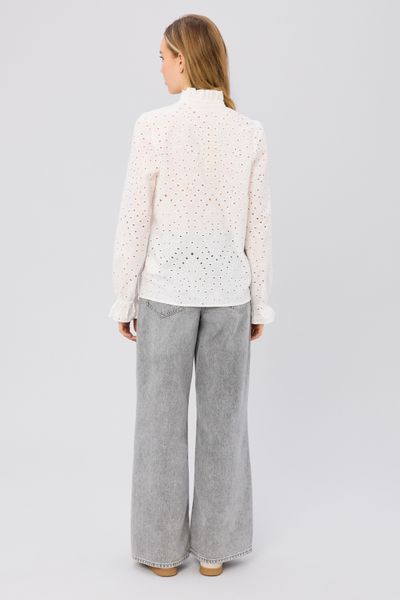 Chemise col montant broderie anglaise