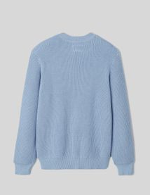 Pull col rond matière fantaisie