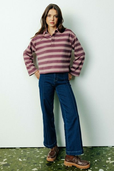 Jean wide leg pli permanent