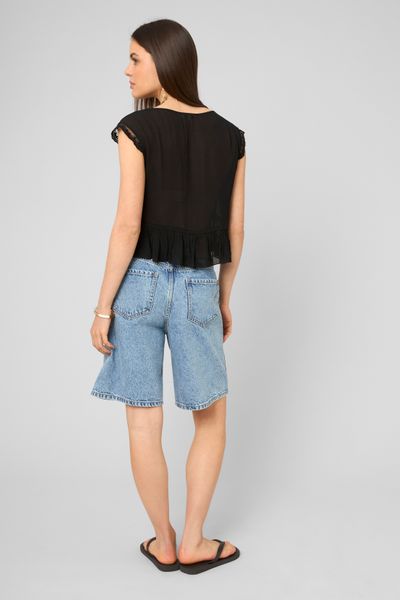 Blouse sans manches &agrave; volants