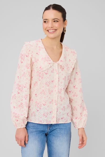 Chemise en broderie anglaise &agrave; imprim&eacute; fleuri