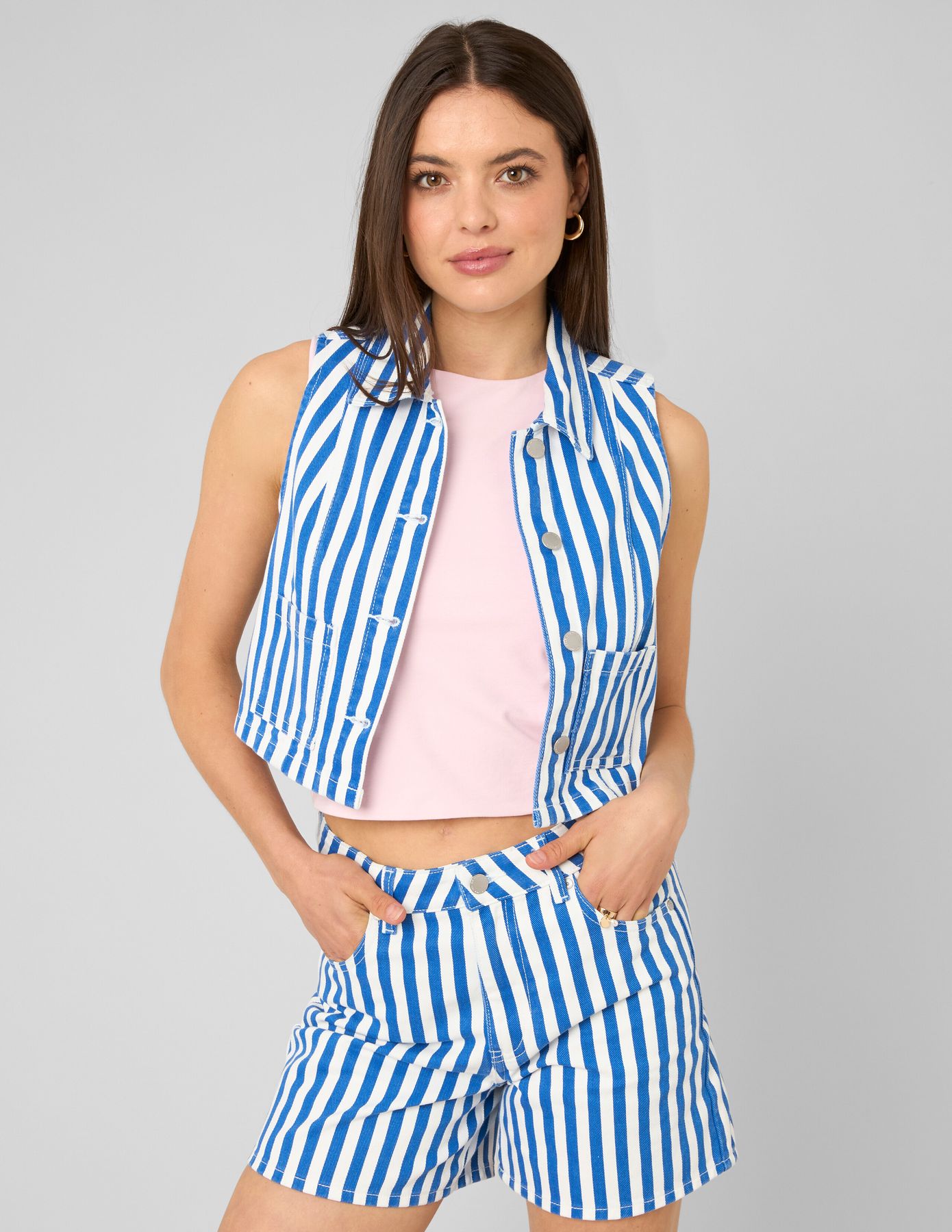 Veste sans manche ray&eacute;e