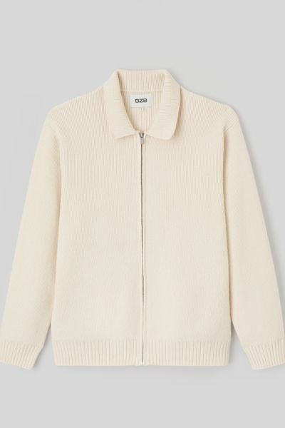 Cardigan zipp&eacute; col polo