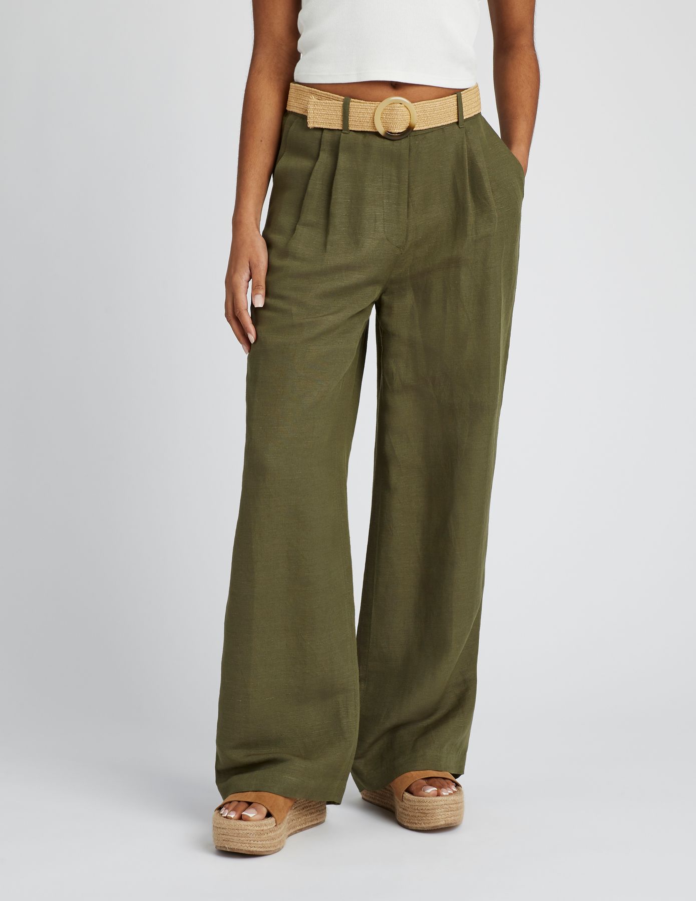 Pantalon lin avec ceinture