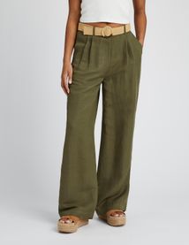 Pantalon lin avec ceinture