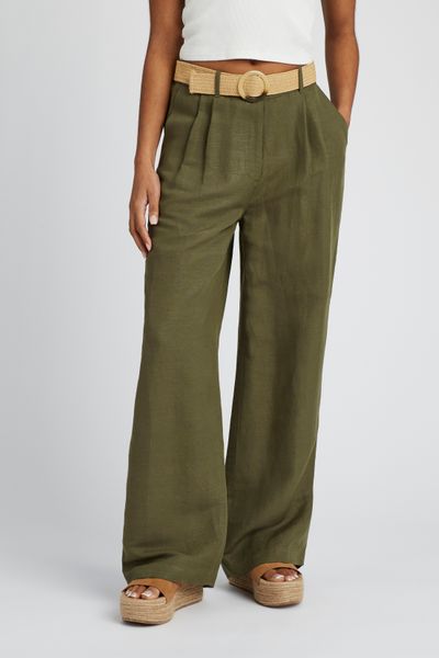 Pantalon lin avec ceinture