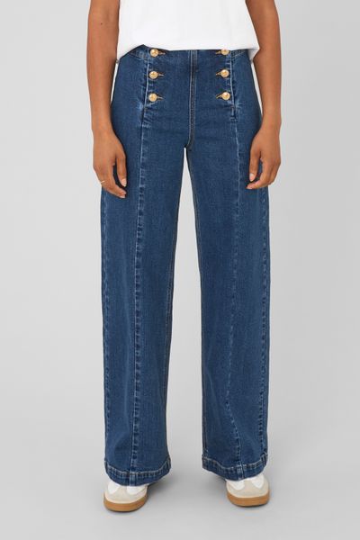 Jean wide leg boutonn&eacute;