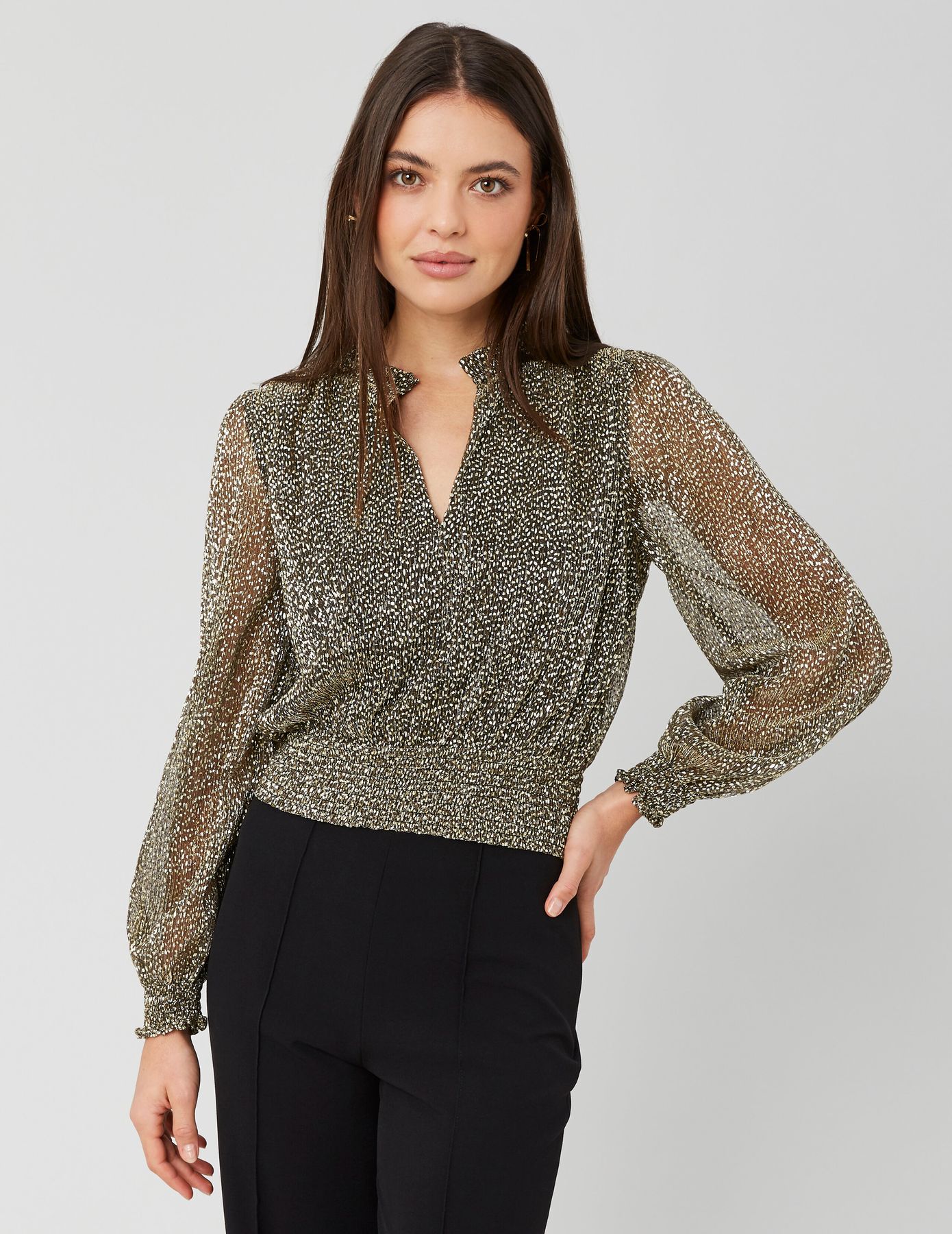 Blouse pliss&eacute;e paillet&eacute;e