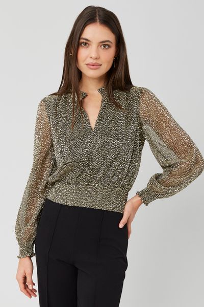 Blouse plissée pailletée