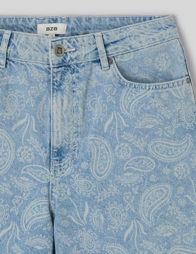 Bermuda en jean imprim&eacute;