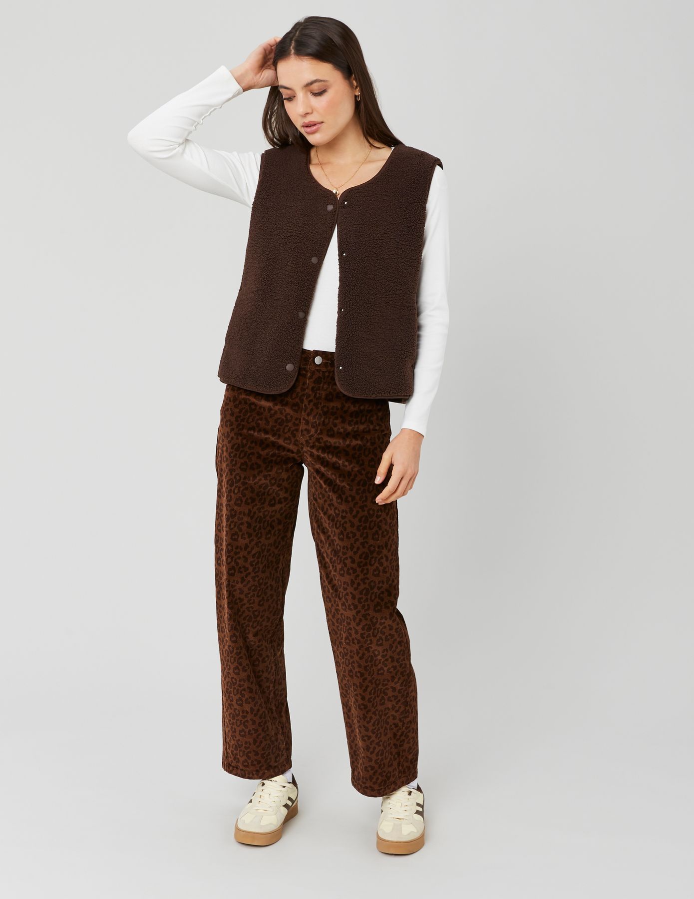 Pantalon velours l&eacute;opard