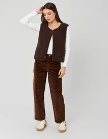 Pantalon velours l&eacute;opard