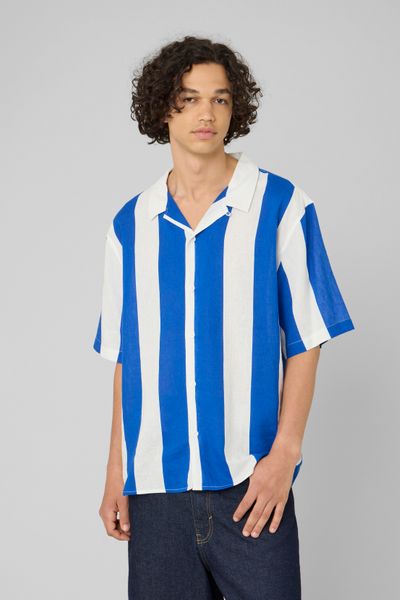 Chemise manches courtes ray&eacute;e viscose lin