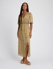 Robe longue imprim&eacute;e en polyester recycl&eacute;