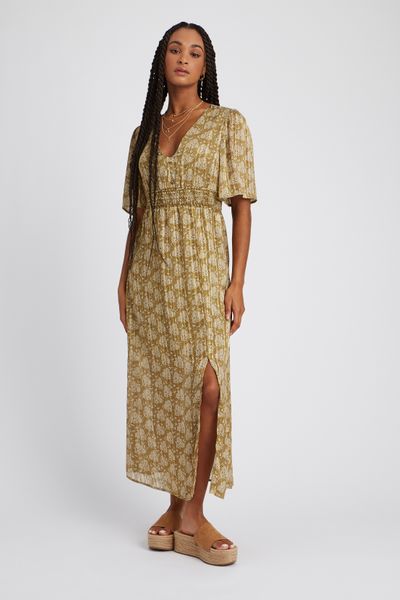 Robe longue imprimée en polyester recyclé