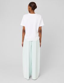 Pantalon fluide ceinture asym&eacute;trique