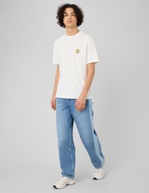 Jean loose &agrave; bandes bicolore