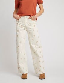 Pantalon wide leg brodé