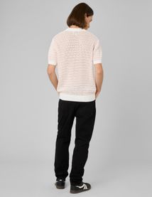 Polo en maille ajour&eacute;e ray&eacute;e