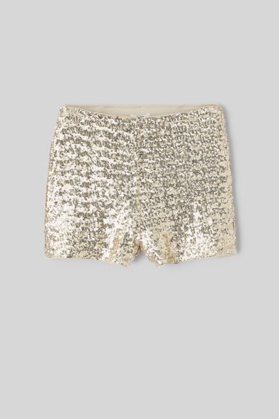 Short à sequins dorés