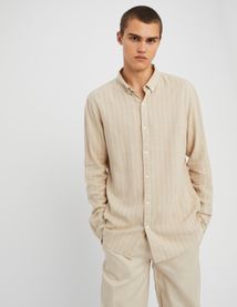 Chemise rayée droite en lin