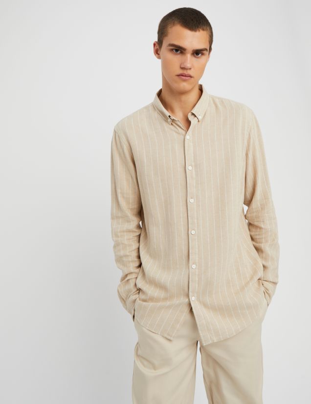 Chemise rayée droite en lin