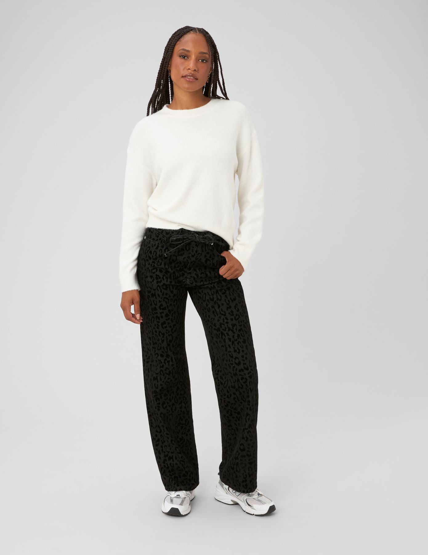 Pantalon imprim&eacute; coupe droite
