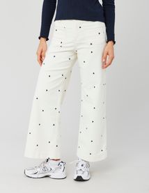 Pantalon velours brodé coeur