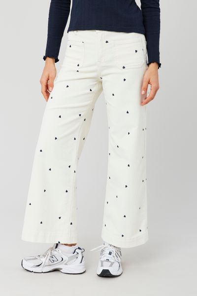 Pantalon velours brodé coeur