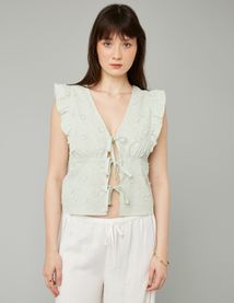 Top &agrave; nouer broderie 3D