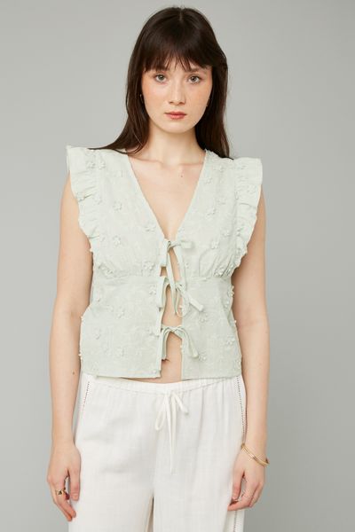 Top à nouer broderie 3D