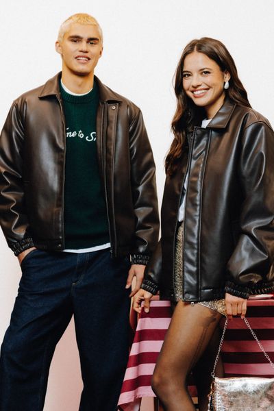 Blouson zippé en tissu enduit