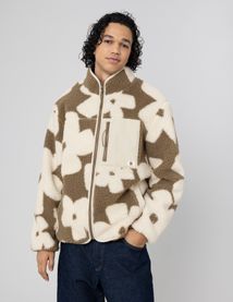 Veste sherpa zippée fleurs