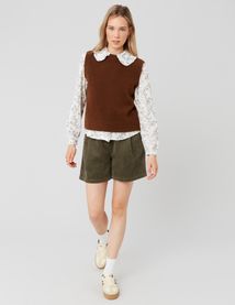 Pull sans manches bouclette