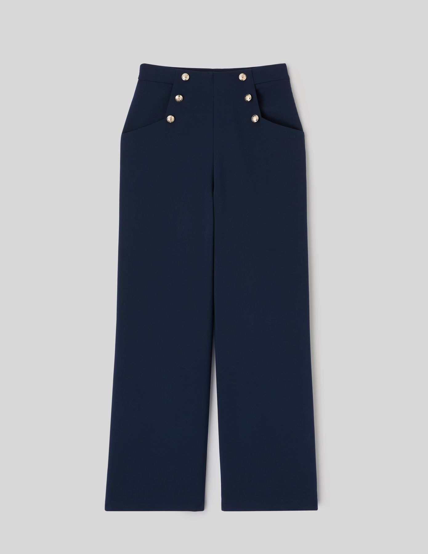Pantalon taille haute &agrave; pont