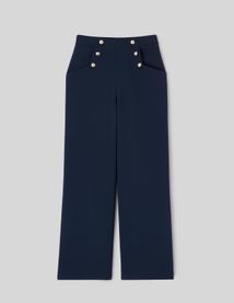Pantalon taille haute &agrave; pont