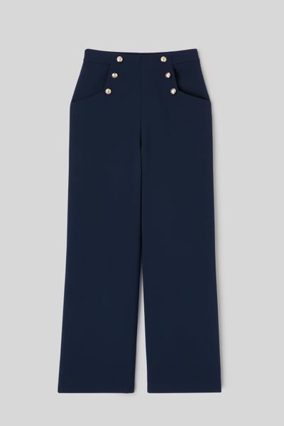 Pantalon taille haute &agrave; pont