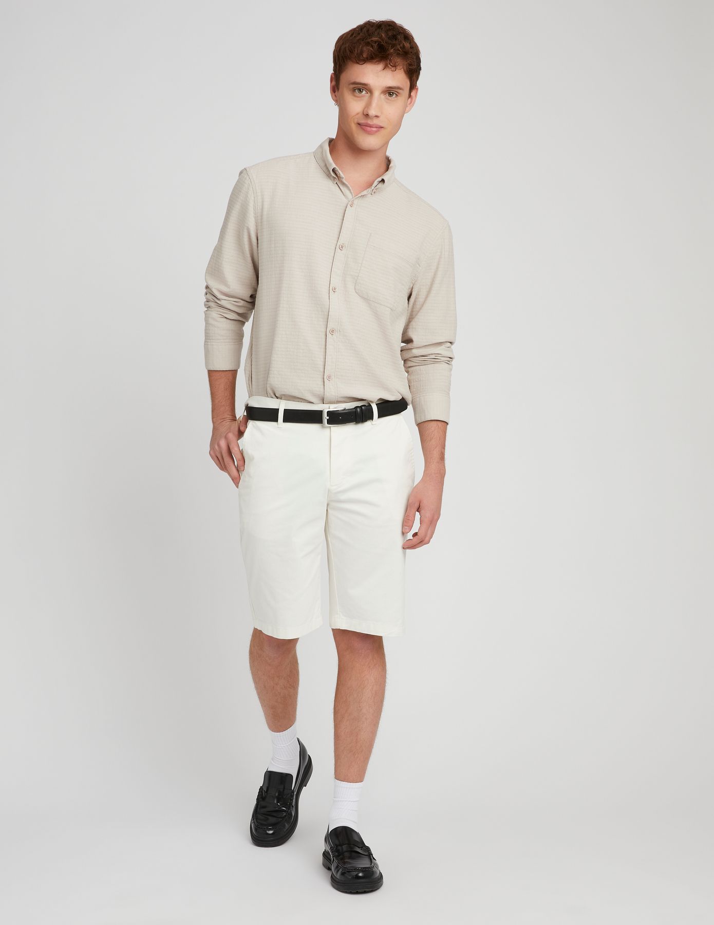 Chemise texturée unie droite