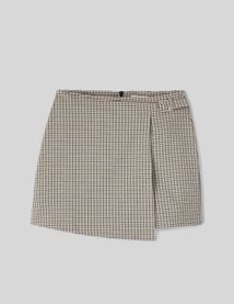 Jupe short carreaux en polyester recycl&eacute;
