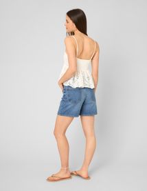 Top fines bretelles en broderie anglaise