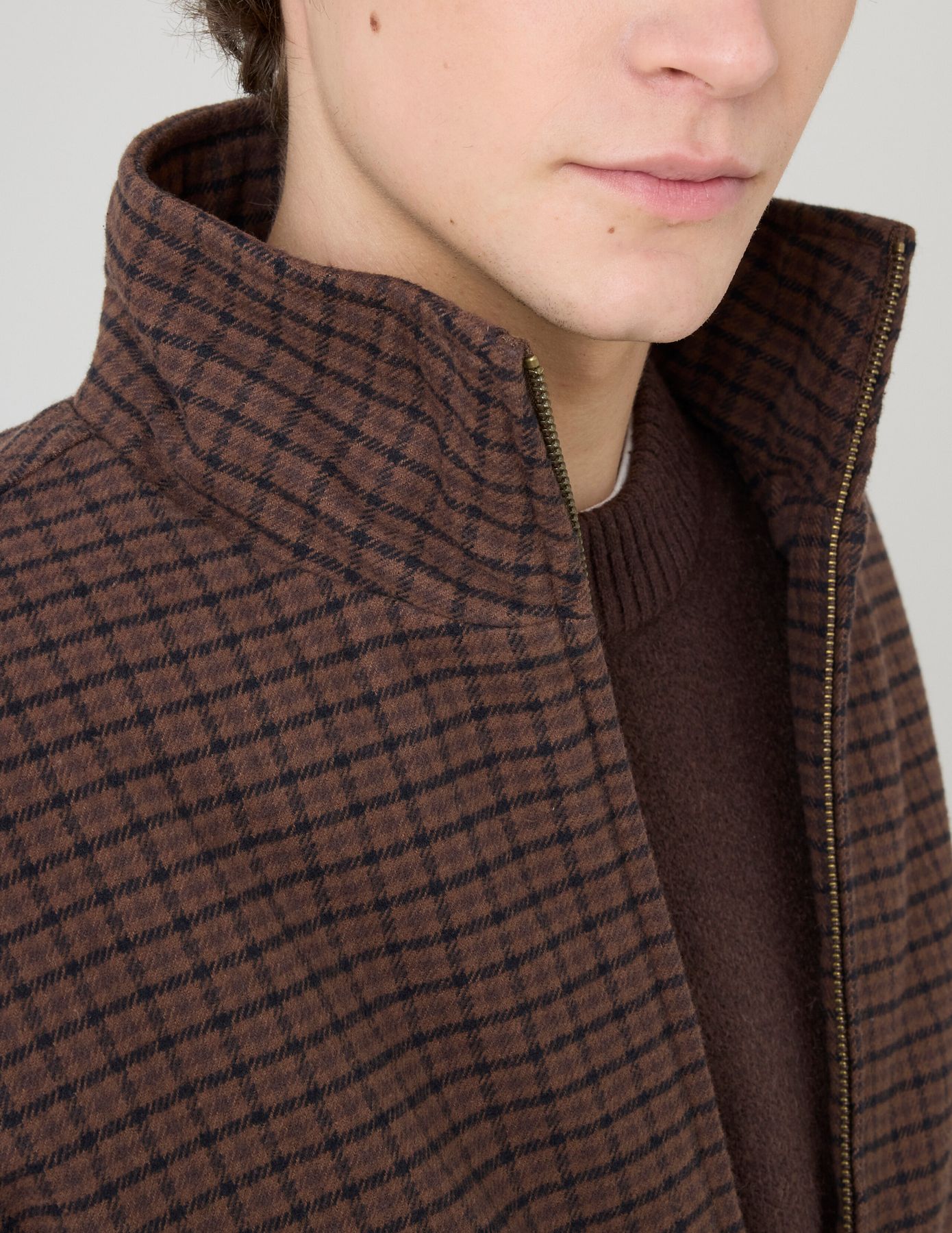Blouson zipp&eacute; &agrave; carreaux