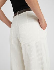 Pantalon velours wide leg &agrave; pinces