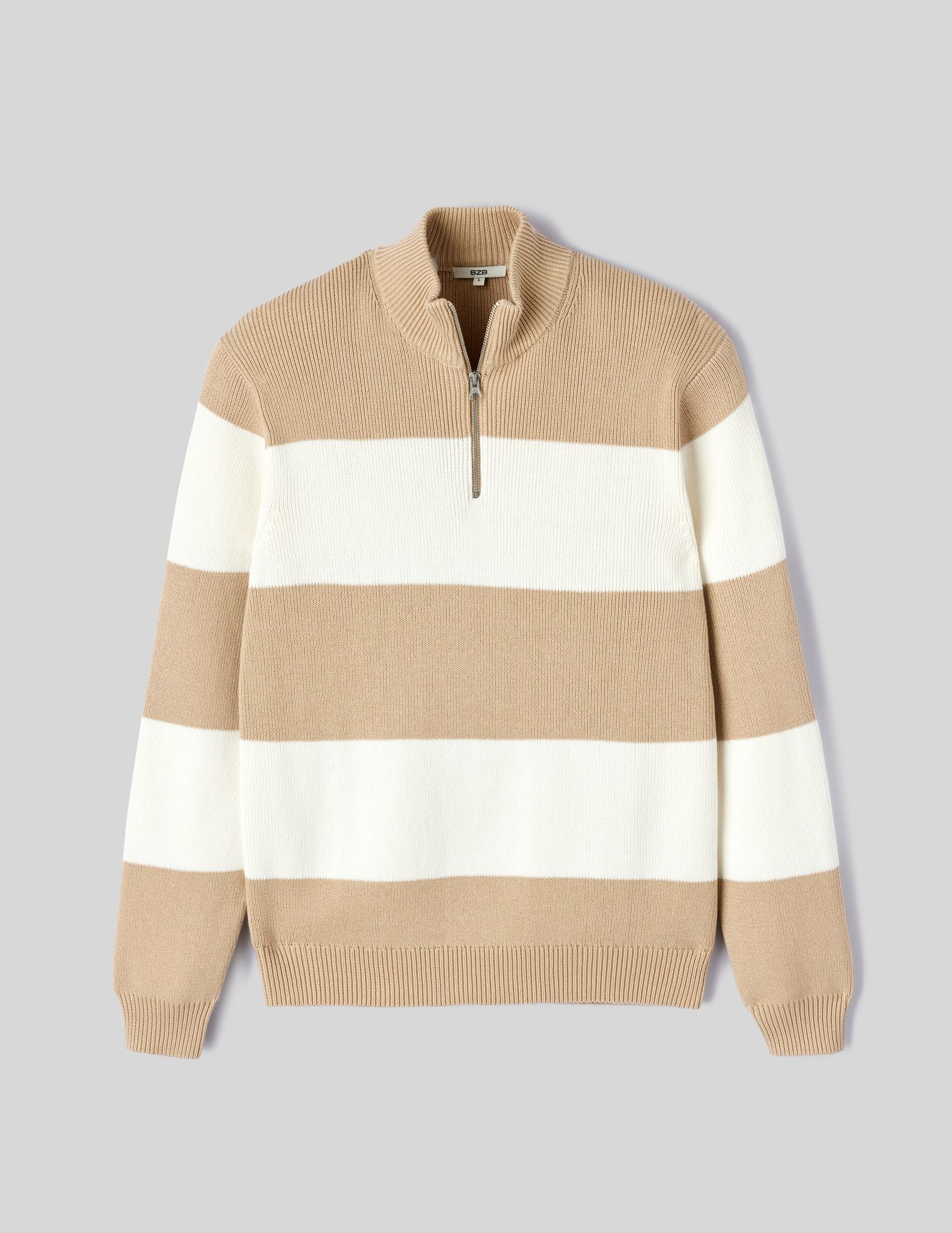 Pull ray&eacute; col montant zipp&eacute;