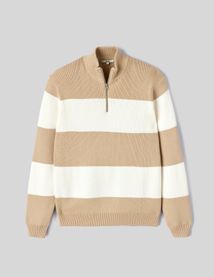 Pull ray&eacute; col montant zipp&eacute;