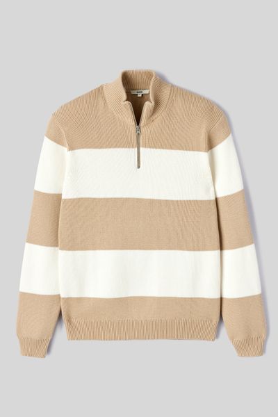 Pull ray&eacute; col montant zipp&eacute;