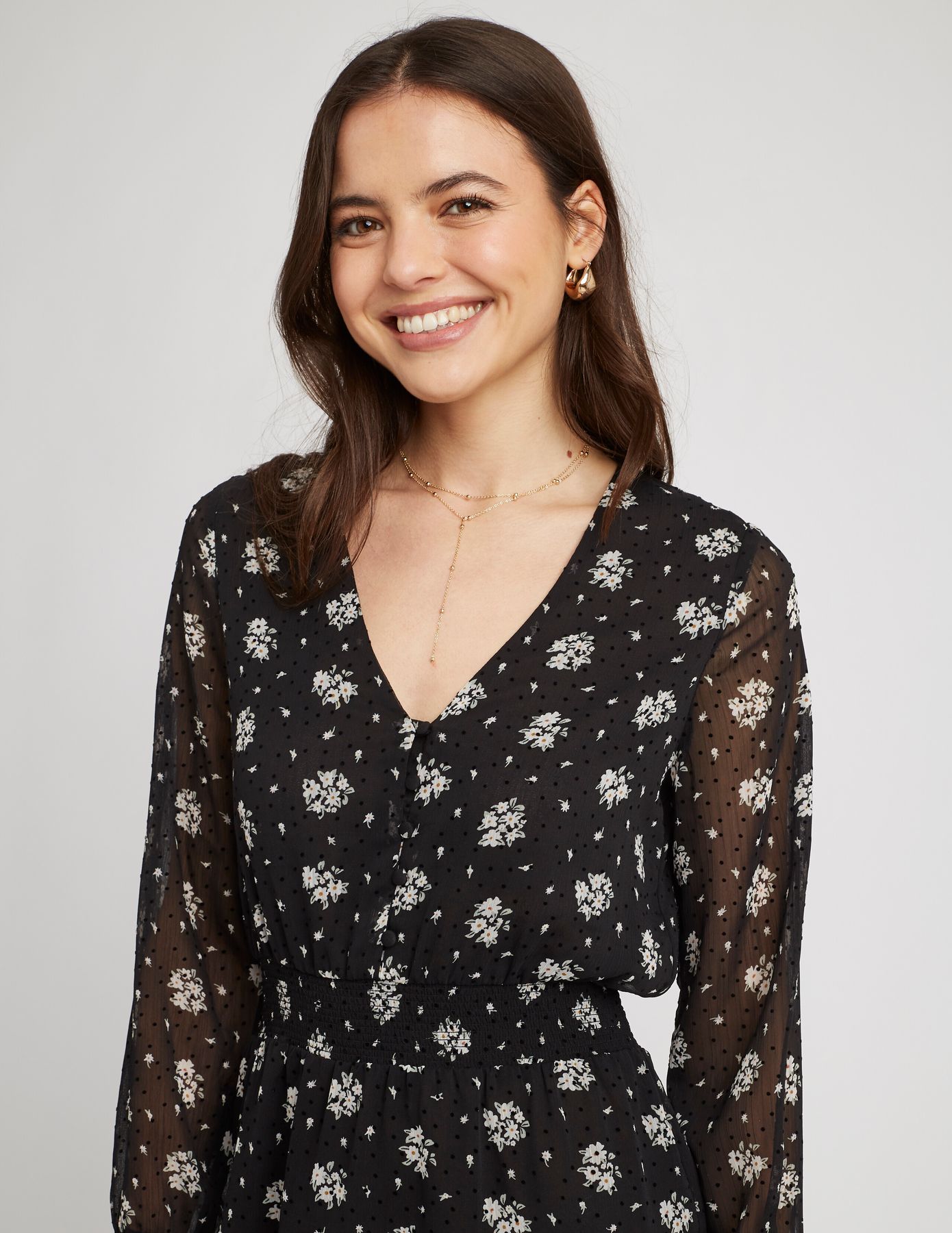 Robe en voile imprimée polyester recyclé