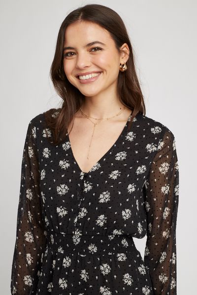 Robe en voile imprimée polyester recyclé