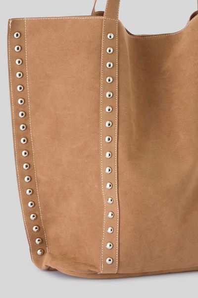 Sac cabas &agrave; clous en su&eacute;dine