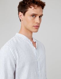 Chemise rayée col mao